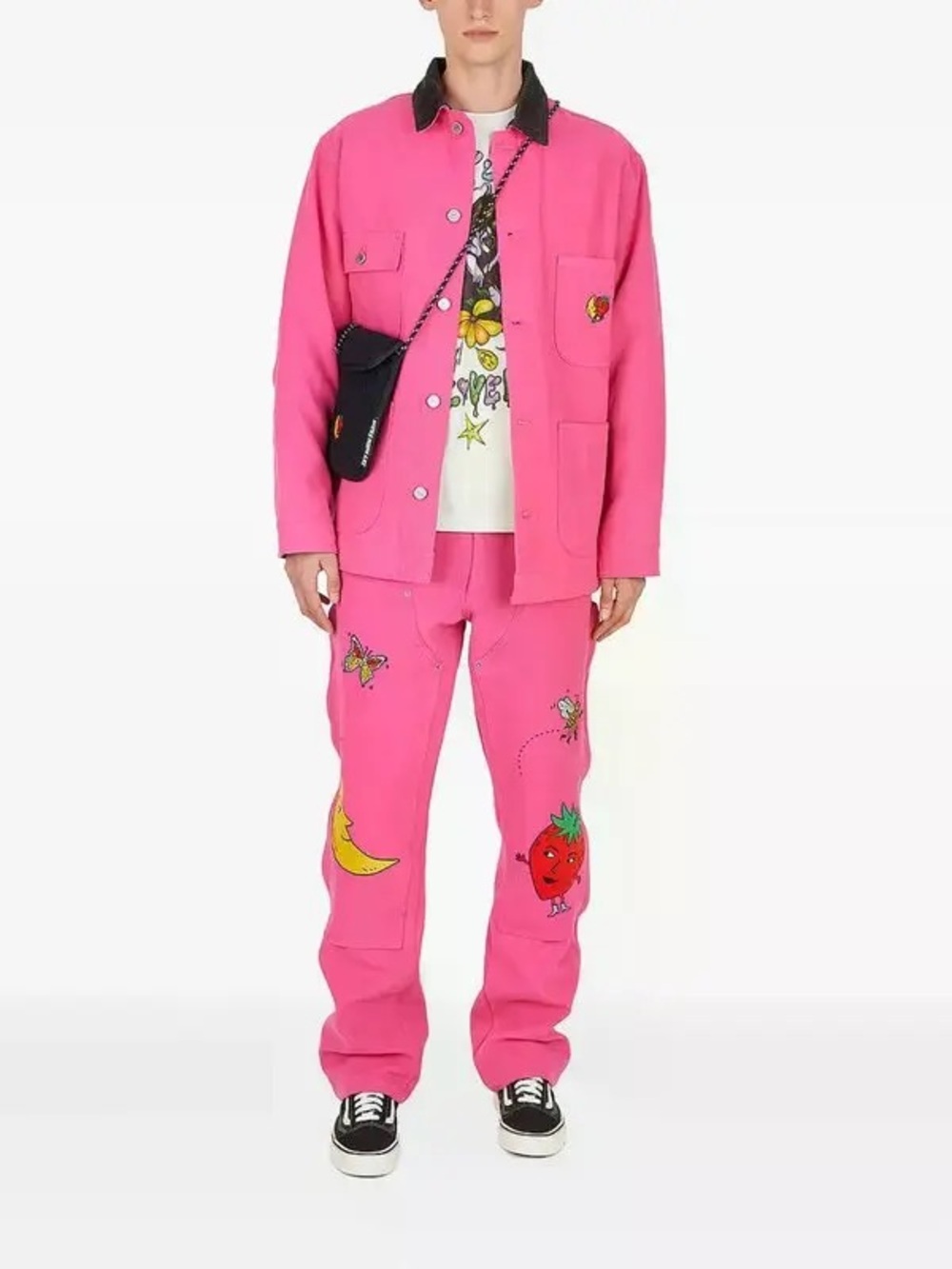 SKY HIGH FARM Workwear Trousers Pink Embroidered Fruit Size Medium VGUC